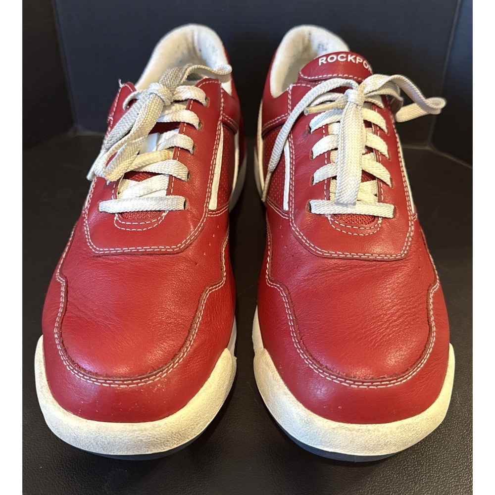 Rockport M7100 Prowalker Mens 9.5 M‎ Red Leather Sneakers Low Top Lace Up Preppy